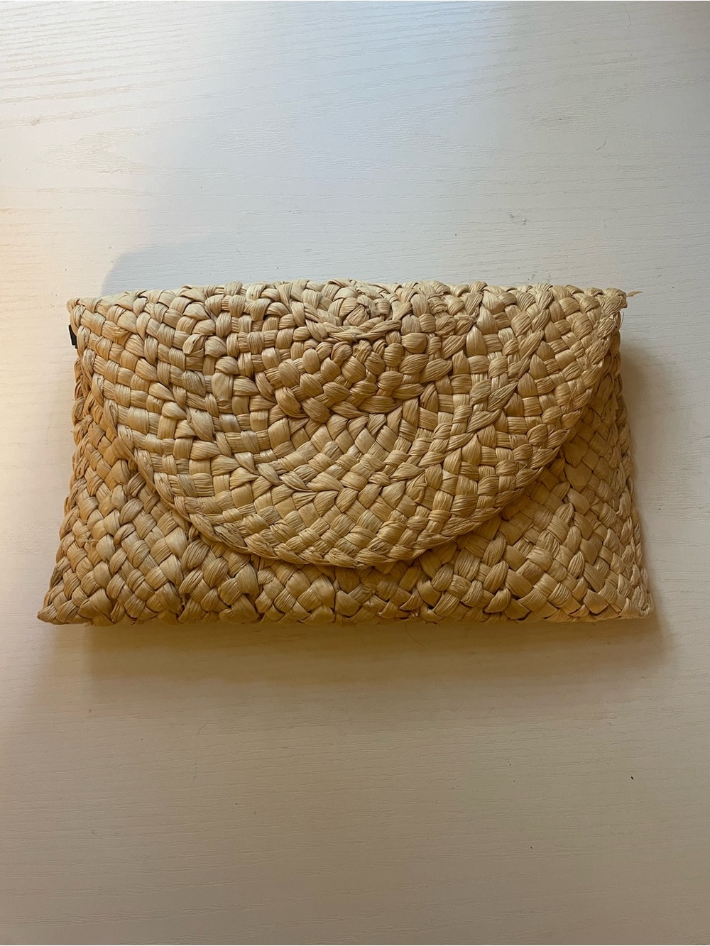 Woven Straw Envelope Clutch